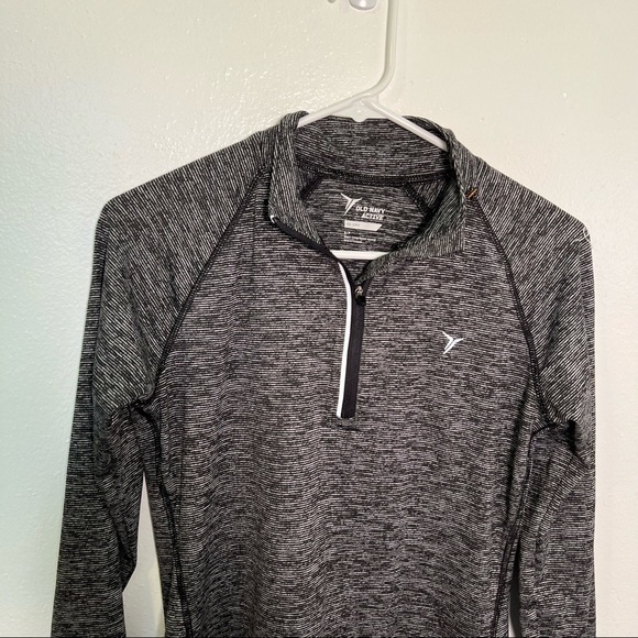 Old Navy Half Zip Running Pullover Soft Black Stripe - Picture 3 of 10